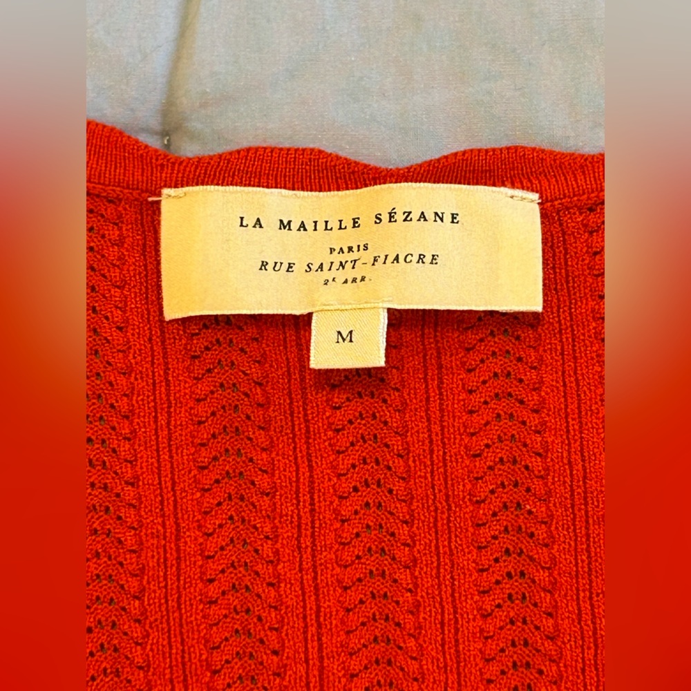 Sézane Red Cloe Jumper Size M Like New - Great for Warm Weather- SO flattering! - Picture 7 of 9